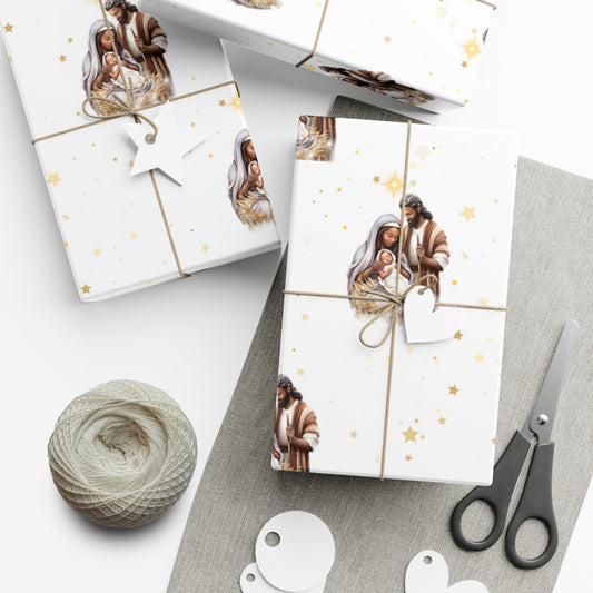 Nativity Gift Wrapping Paper - Dark Skin