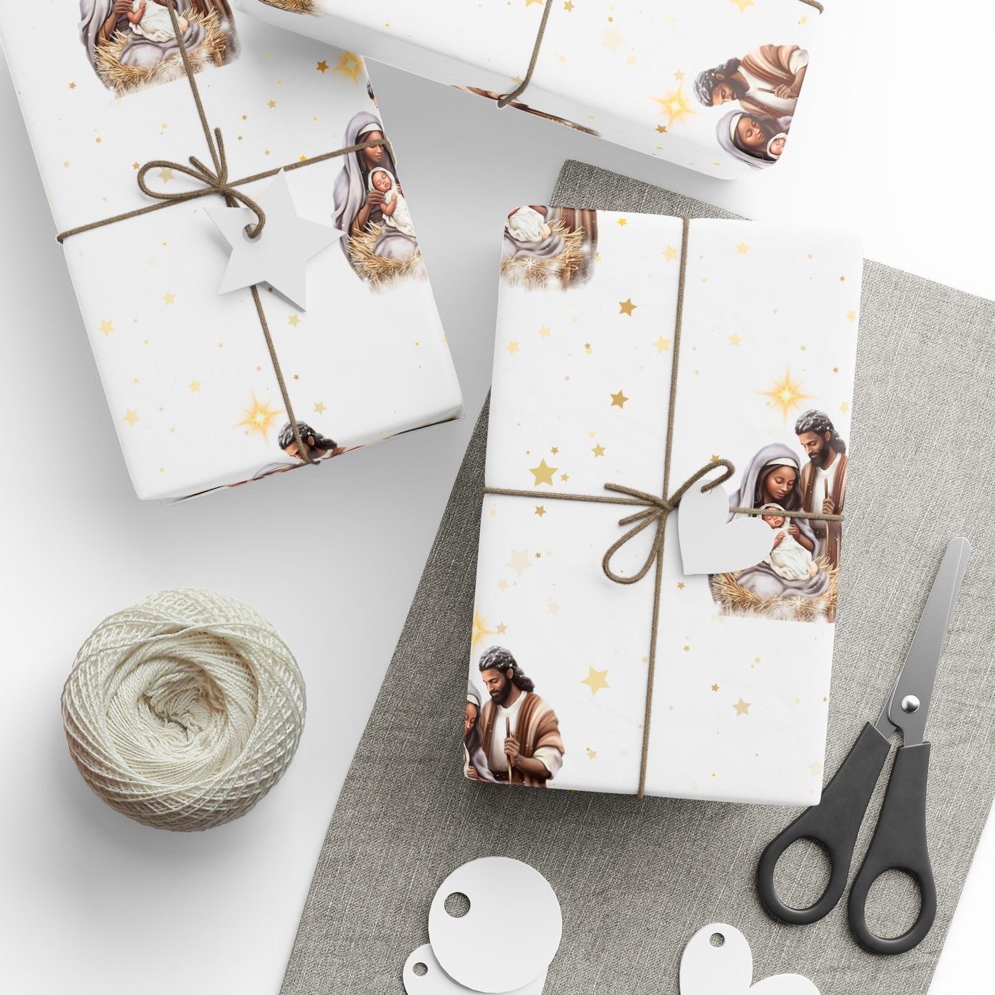 Nativity Gift Wrapping Paper - Dark Skin